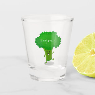 Verre A Shot Caricature de brocoli dansant Cute kawaii