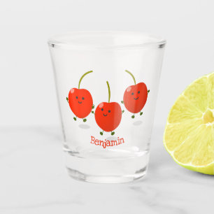 Verre A Shot Caricature de cerises rouges à sauter mûr