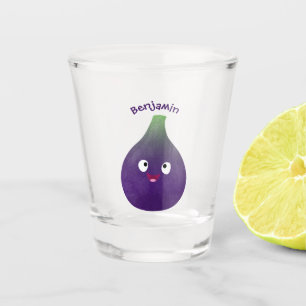 Verre A Shot Caricature de fruits mauve joyeux aux figues