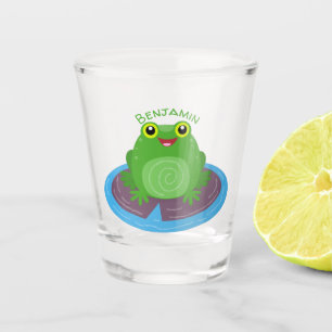 Verre A Shot Caricature de grenouille verte mignonne