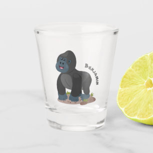 Verre A Shot Caricature de gros gorilles joyeux