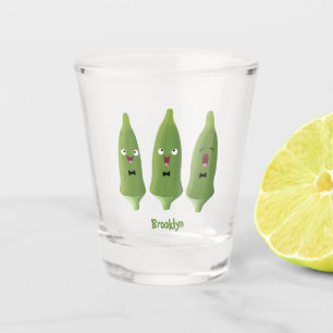 Verre A Shot Caricature de légumes de l'okra chantante mignonne