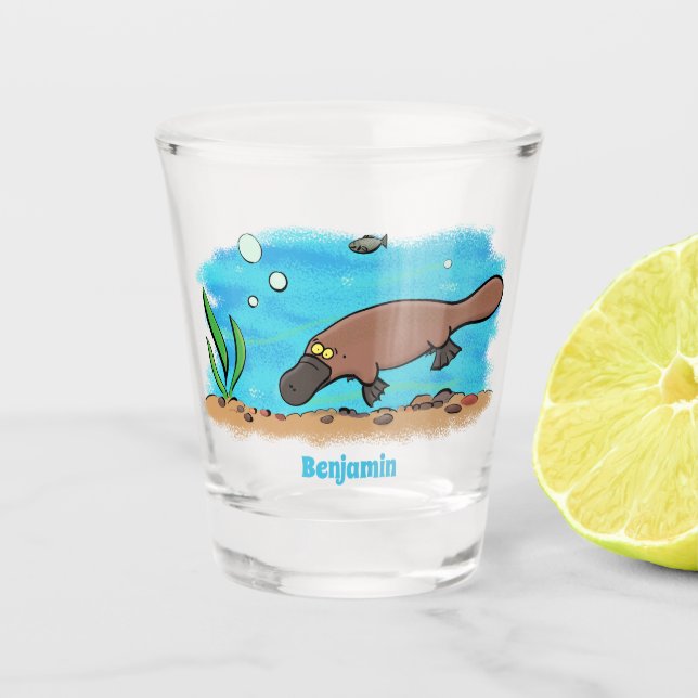 Verre A Shot Caricature de natation de Cute platypus (Devant)
