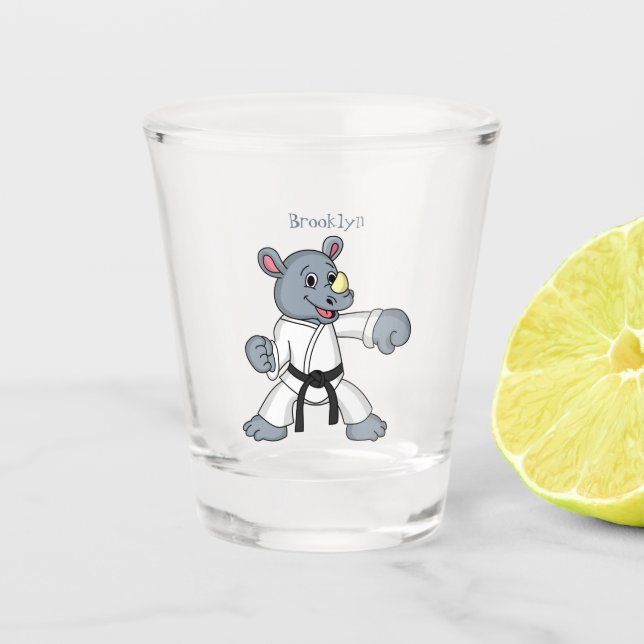 Verre A Shot Caricature de rhino kung fu (Devant)
