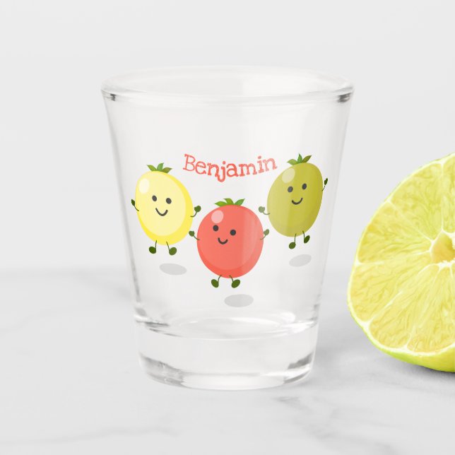 Verre A Shot Caricature de tomates cerises mûres (Devant)