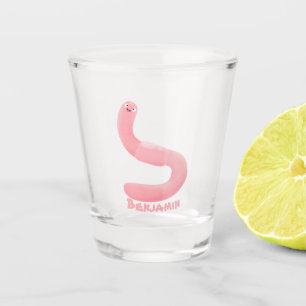 Verre A Shot Caricature de vers de terre rose joli