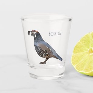 Verre A Shot Caricature d'oiseau de caille de Californie