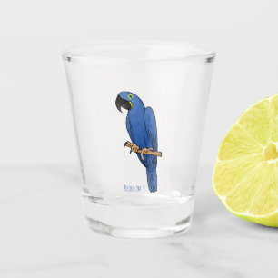 Verre A Shot Caricature d'oiseau macaw Hyacinth