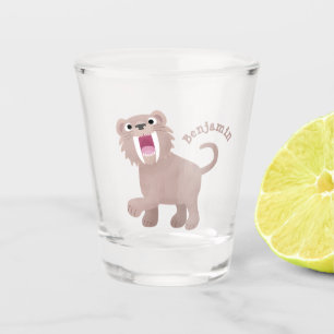Verre A Shot Caricature du tigre mignon Saber Toothed Smilodon