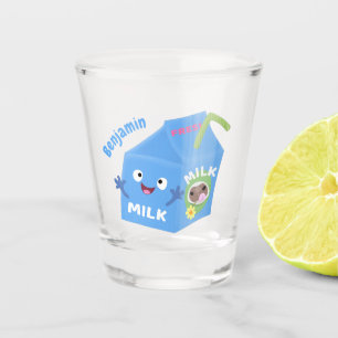 Verre A Shot Caricature en carton de lait joyeux