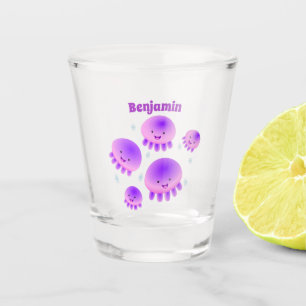 Verre A Shot Caricature kawaii de méduse violette rose mou