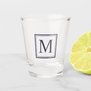 Verre A Shot Carré bleu Eclipse Personnalisé Monogramme initi