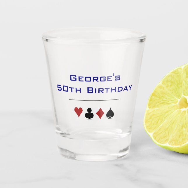 Verre A Shot Carte Casino Blue Red Black Gambling (Devant)