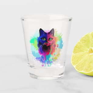 Verre A Shot Cat Trippy Psychedelic Pop Art