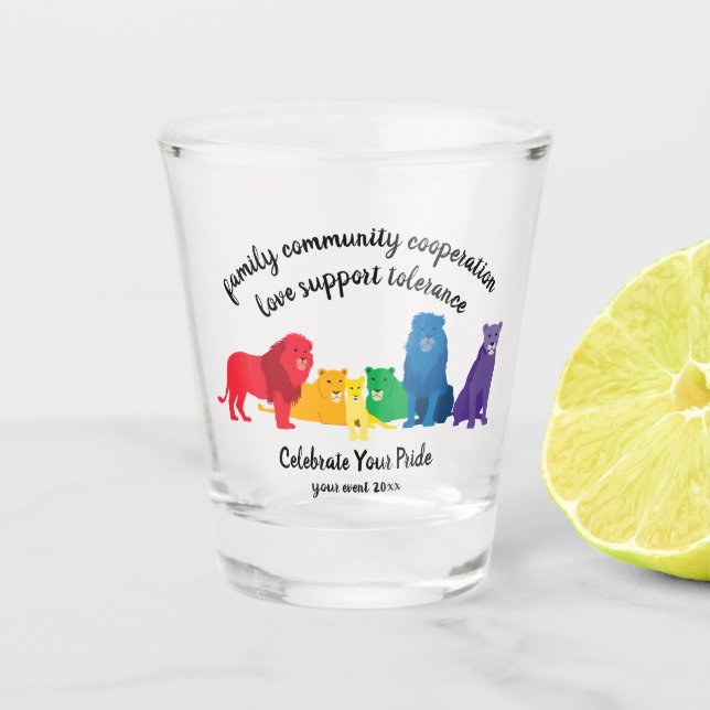 Verre A Shot Célébrez votre fierté Rainbow Lion Pride (Devant)