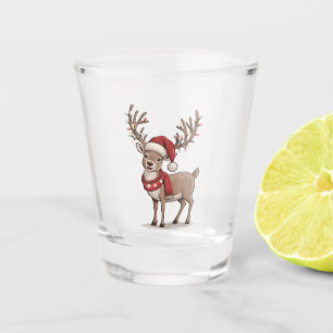 Verre A Shot Cerf Animal Noël Cerf Chapeau Santa Noël