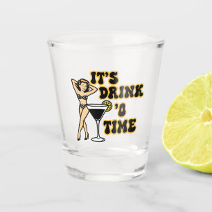 Verre A Shot C'est l'heure de boire ! Pin-Up Lady à côté d'un v