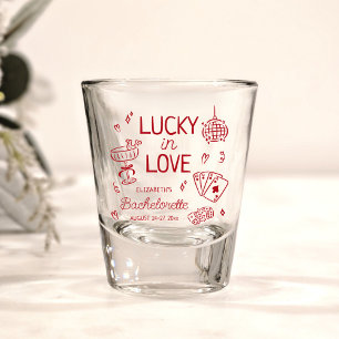 Verre A Shot Chanceux en amour Bachelorette fantaisiste dessiné