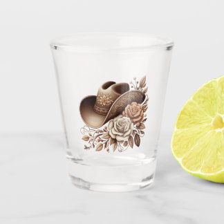 Verre A Shot Chapeau de cowgirl Country Western avec fleurs