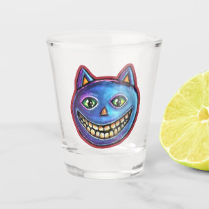 Verre A Shot Chat bleu souriant Vintage Halloweenies