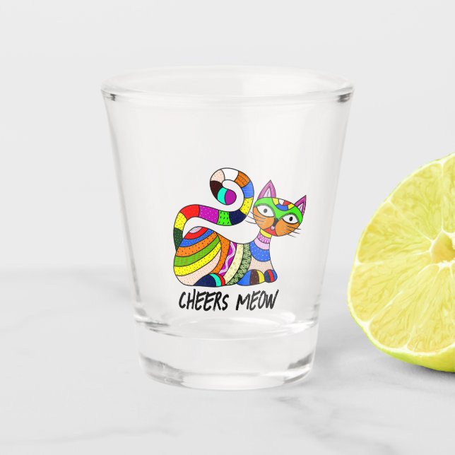 Verre A Shot Chat coloré (Devant)