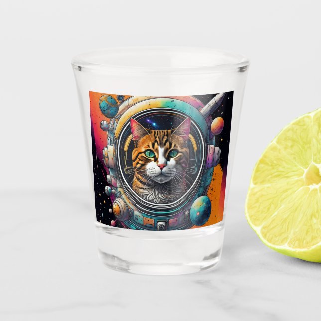 Verre A Shot Chat dans l'espace (Devant)