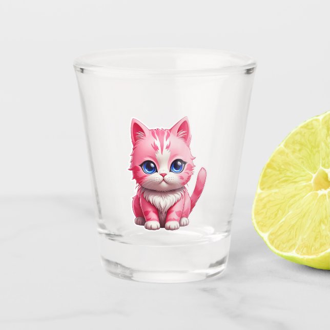 Verre A Shot Chat Kitty Rose Cute (Devant)