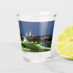 Verre A Shot Château Wawel la nuit à Cracovie, Pologne