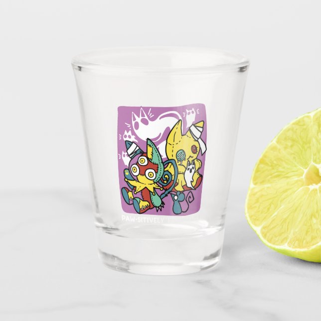 Verre A Shot Chats déplaisants Halloween Art : Paw-sitly Fright (Devant)