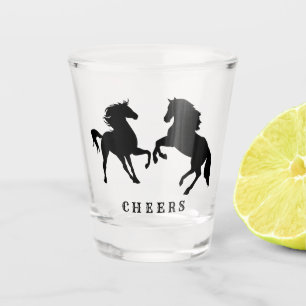 Verre A Shot Cheval Couple - Texte Personnalisé