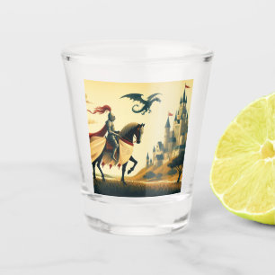 Verre A Shot Chevalier médiéval/dragon/château fantastique