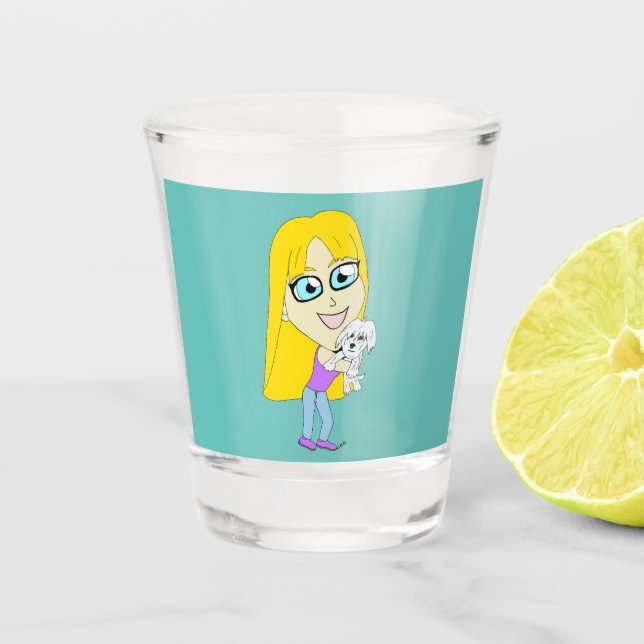 Verre A Shot Chibi avec un chiot (Devant)