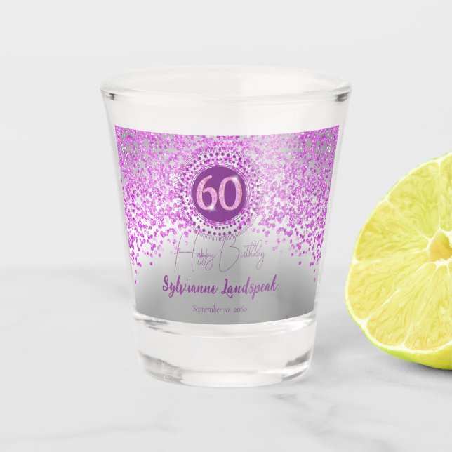 Verre A Shot Chic Argent & Parties scintillant rose 60e anniver (Devant)