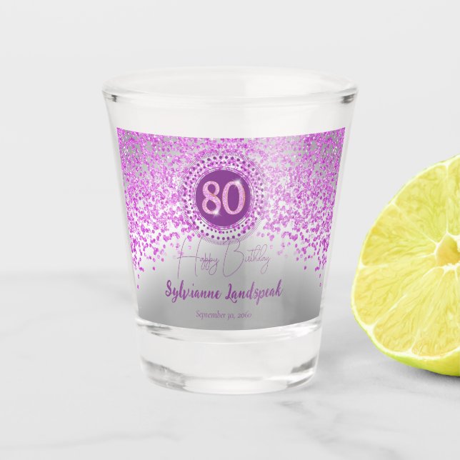 Verre A Shot Chic Argent & Parties scintillant rose 80e anniver (Devant)