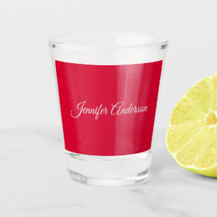 Verre A Shot Chic Calligraphie Élégant Cerisier Rouge Personnal