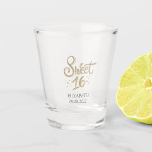 Verre A Shot Chic Glitter Doré Sweet 16