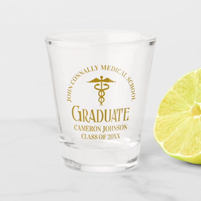 Verre A Shot Chic Gold Médicale School Graduate Keepsaké (Devant)