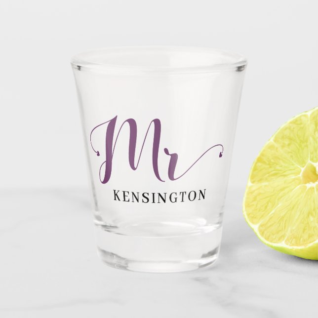 Verre A Shot Chic Personnalisé M. Newlysée Typographie (Devant)
