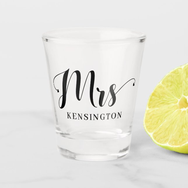 Verre A Shot Chic Personnalisé Mme Newlysée Typographie (Devant)