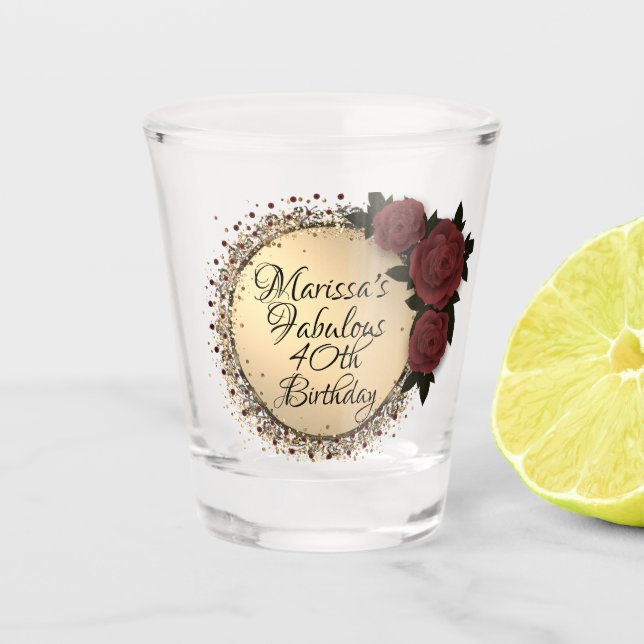 Verre A Shot Chic Rose Fabuleux 40e anniversaire Customisé (Devant)