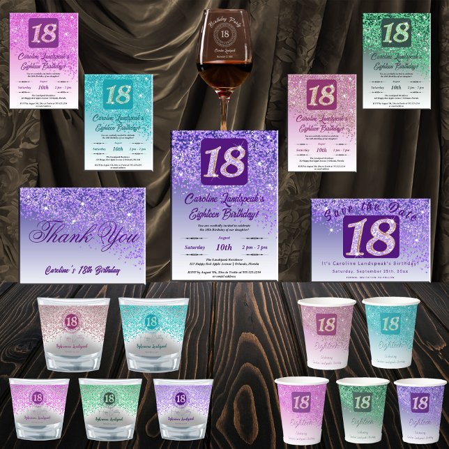 Verre A Shot Chic Silver & Purple Parties scintillant Cadeau 18 (Créateur téléchargé)