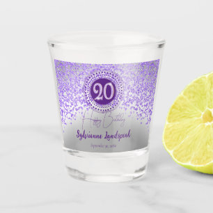 Verre A Shot Chic Silver & Purple Parties scintillant Cadeau 20