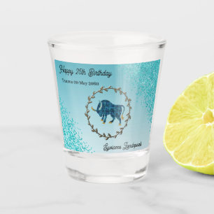 Verre A Shot Chic Turquoise Blue Parties scintillant & Taurus Z