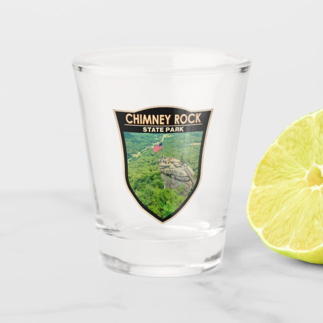 Verre A Shot Chimney Rock State Park North Carolina Badge (Devant)