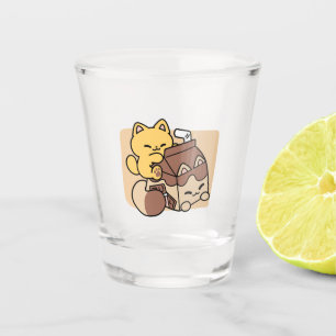 Verre A Shot Chocolat Lait En Train De Siroter La Félicité – No