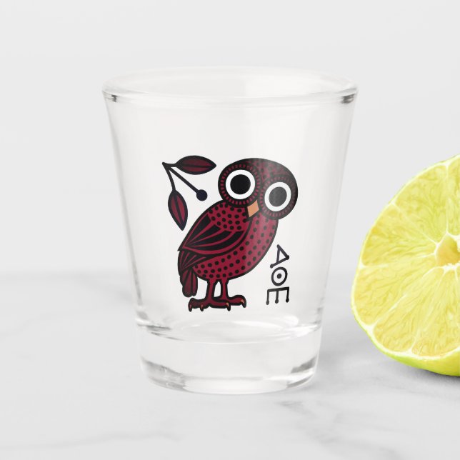 Verre A Shot Chouette Athénienne Cute Coin grec antique (Devant)