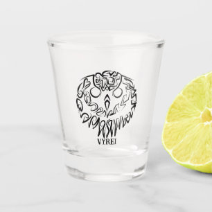 Verre A Shot Chouette tribale noire et blanche