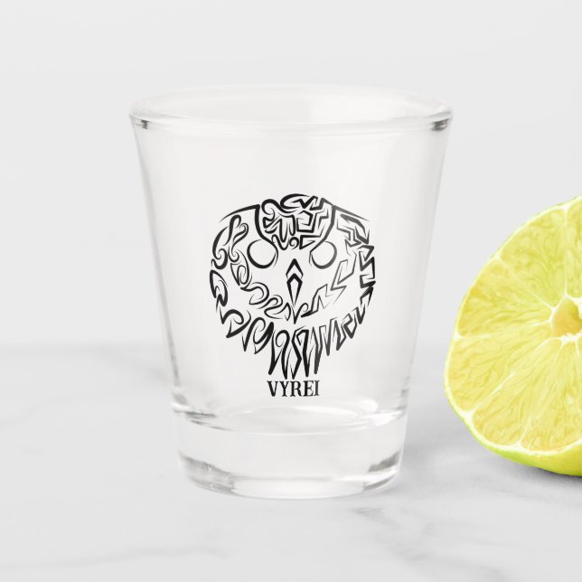 Verre A Shot Chouette tribale noire et blanche (Devant)