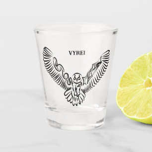 Verre A Shot Chouette volante tribale noire et blanche