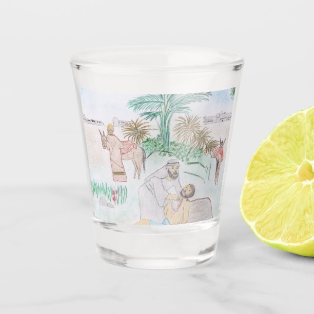Verre A Shot Christian Artwork Le bon samaritain (Devant)